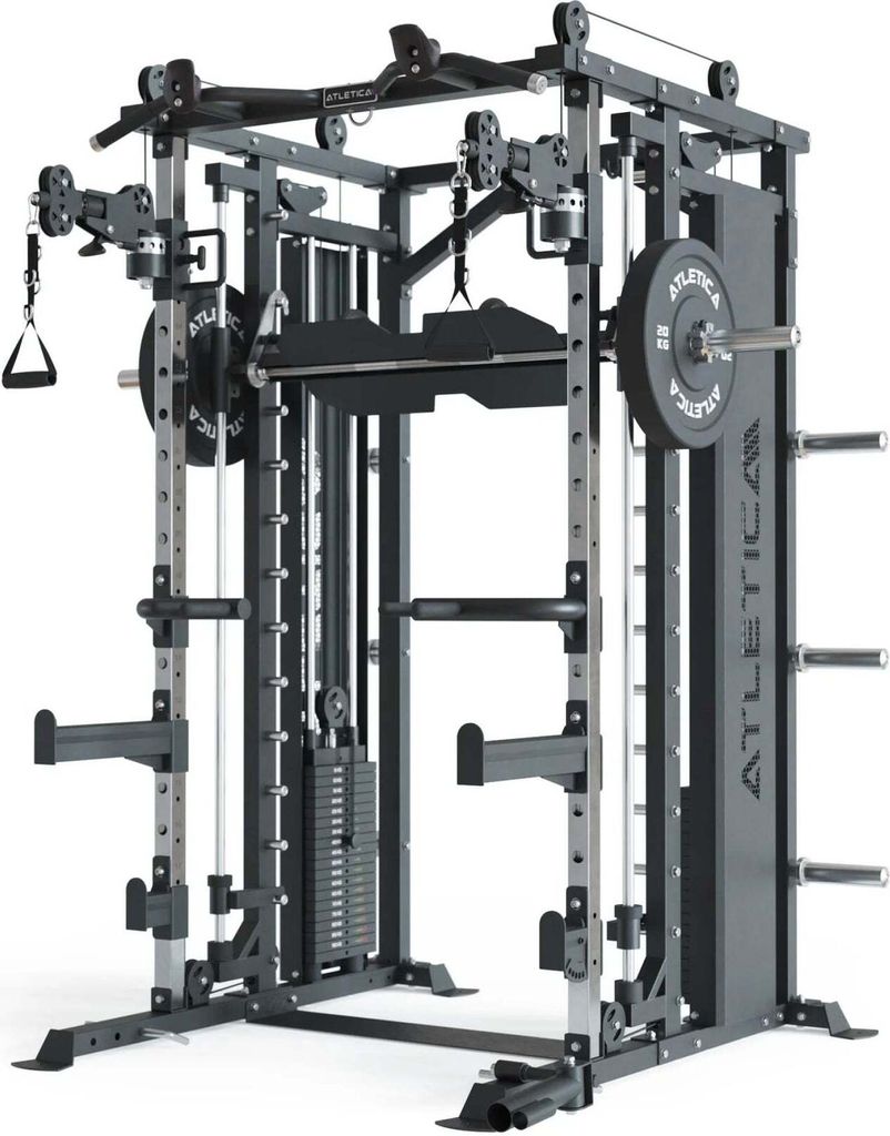 ATLETICA Fortress | Multipresse | Smith Maschine & 360° Flex-Cross System | Kraftstation mit 180 kg Steckgewichte