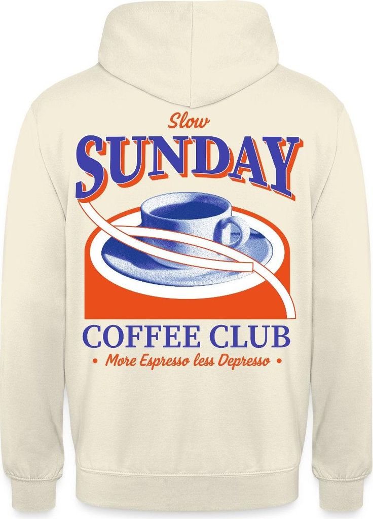 Spreadshirt Slow Sunday Coffee Club stzlischer coffee print Uni Hoodie, L, Vanille-Milchshake