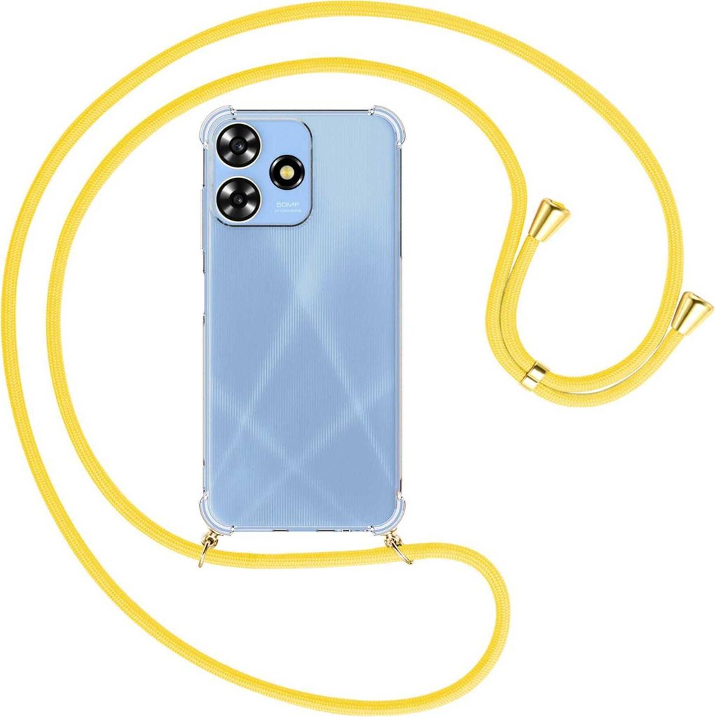 Handykette Backcover-Schutzhülle mit Band (Metall goldfarben) für ZTE Blade A73 4G (6.6'') - gelb