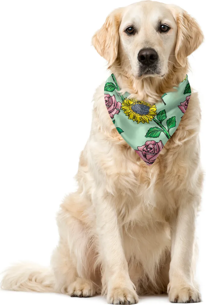Bandana Cane ABAKUHAUS Motivo Floreale Girasoli 55x55cm - Stile Pet