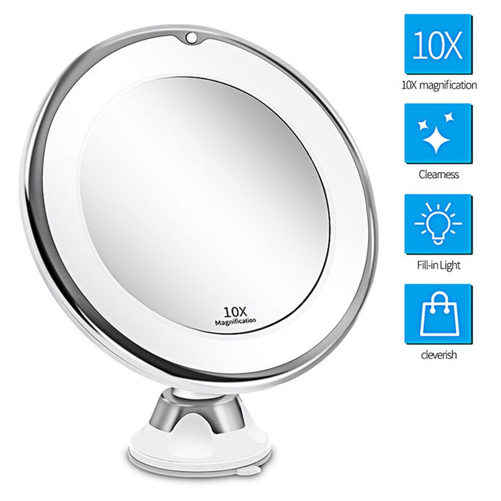 10-fach Vergrößerung Kosmetikspiegel mit Saugnapf LED Schminkspiegel Spiegel 