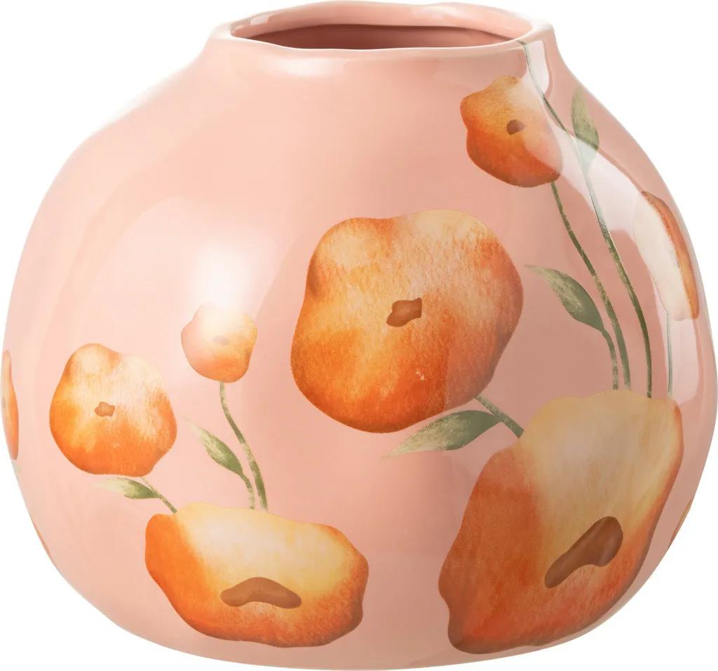 J-Line Vase Fleur Large en Céramique Saumon et Orange - Design Belge