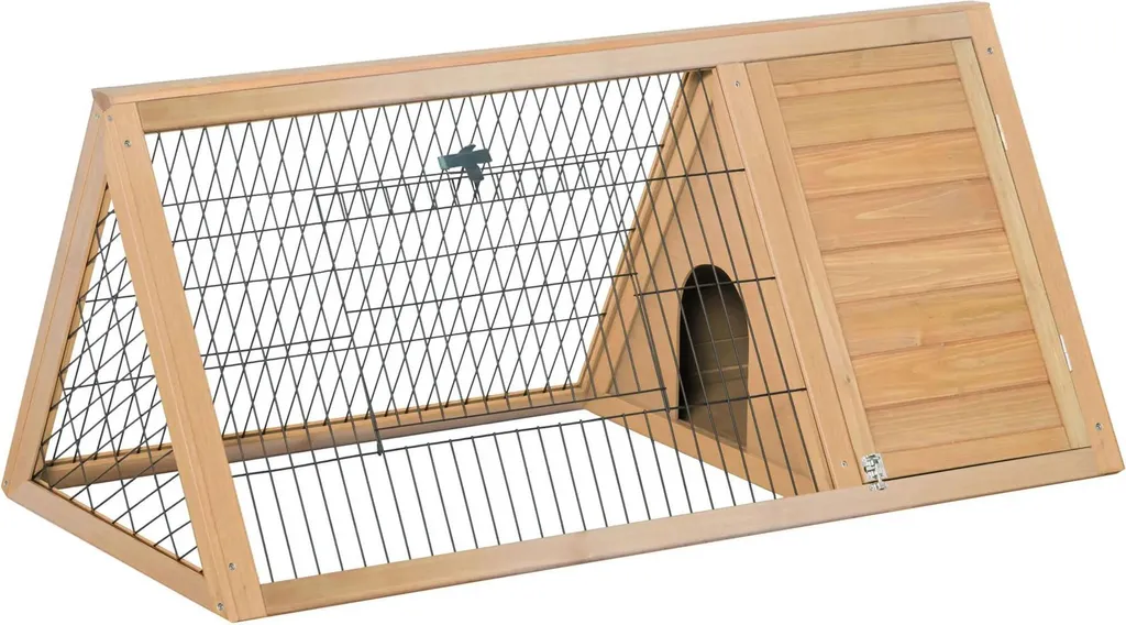 Maison triangulaire pour petits animaux en bois jaune 116x62x52 cm