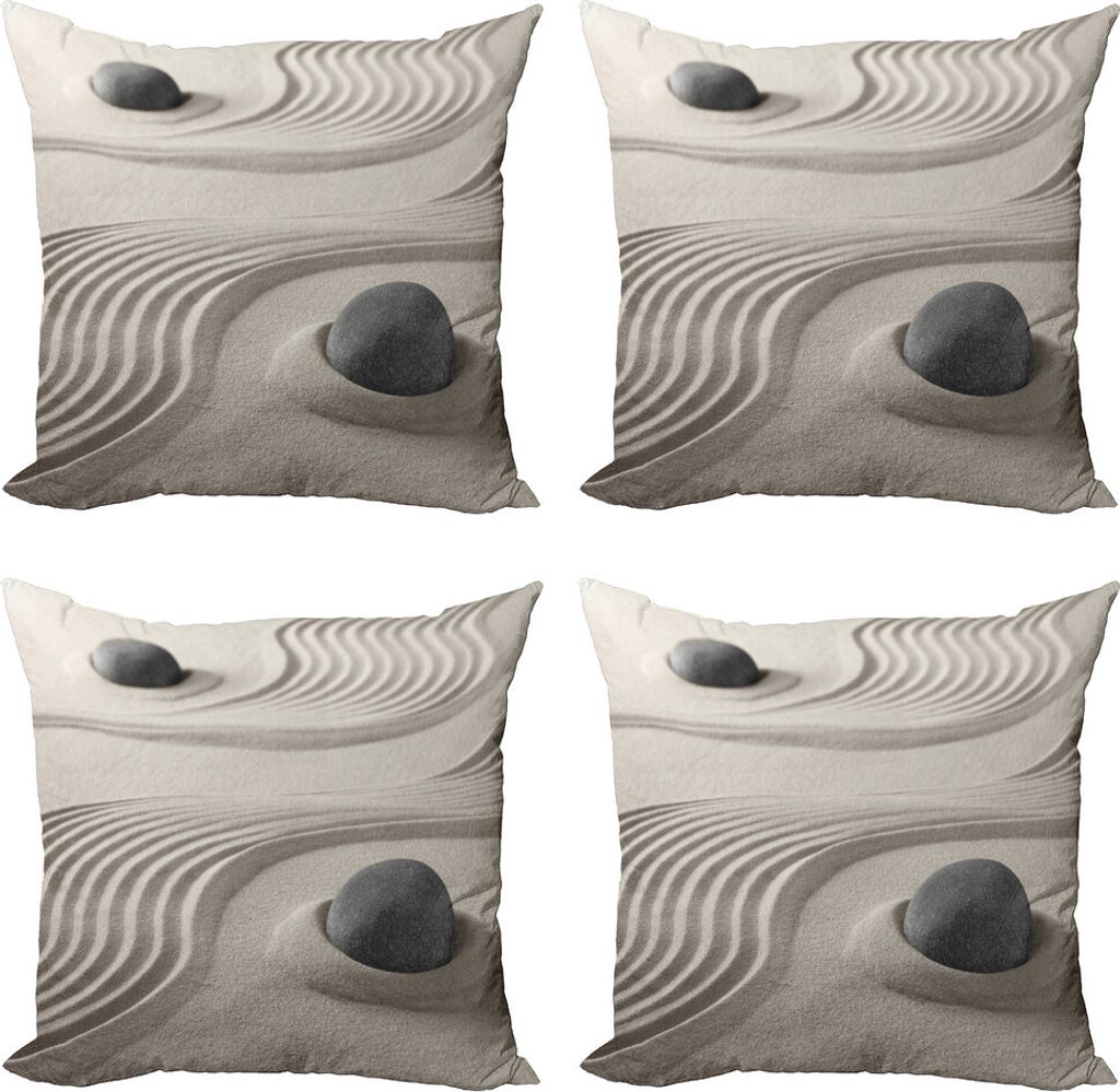 ABAKUHAUS Felsen Kissenbezug Set (4 Stück), al Theme auf Sand Grains, Moderner Doppelseitiger Digitaldruck, 50 cm x 50 cm, Dunkle Eggshell Dunkelgrau