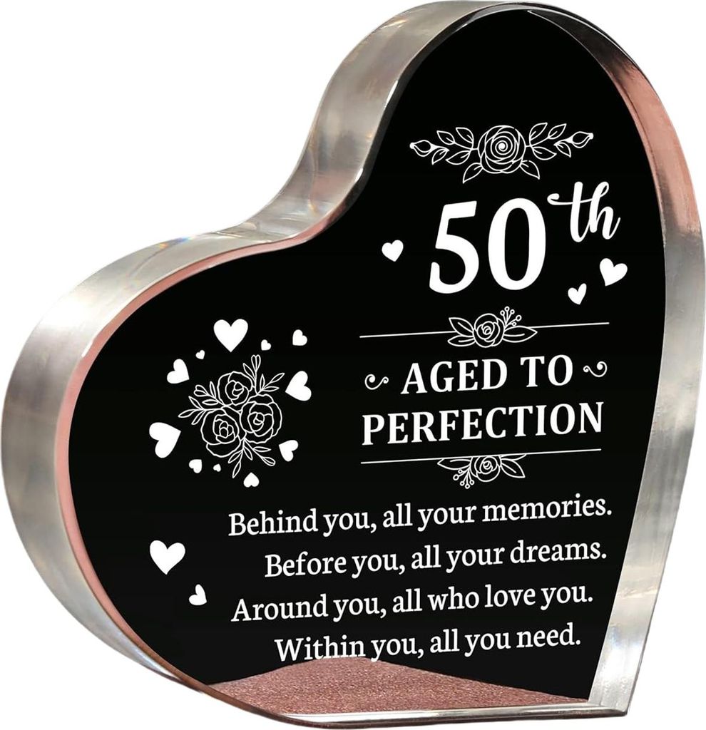 Geschenke zum 50. Geburtstag für Frauen und Männer, gravierte Acryl-Erinnerungsstücke zum 50. Geburtstag für sie und ihn, Geschenke zum 50. Geb...