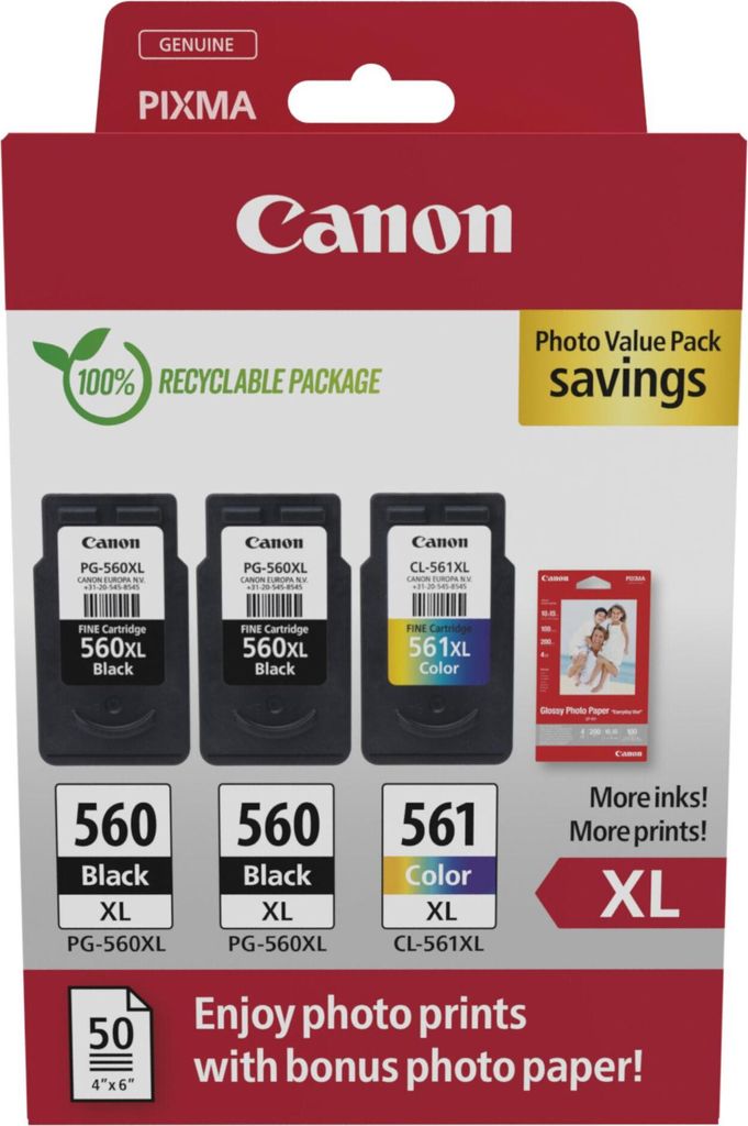 Canon PG-560XLx2/CL-561XL  schwarz, color Druckkpfe + Produktbild 