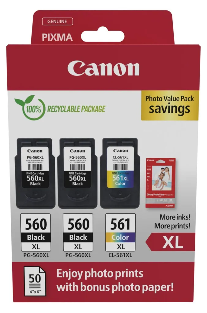 Kit Canon PG-560XL x2 + CL-561XL + Carta Foto: Qualit&agrave; Professionale