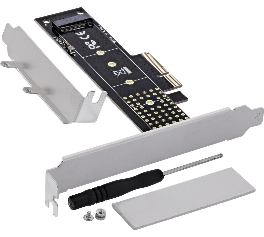 Inline Schnittstellenkarte PCIe x4 zu M.2 NVMe, Low-Profile, Werkzeuglos, Kompatibel mit Windows/Linux