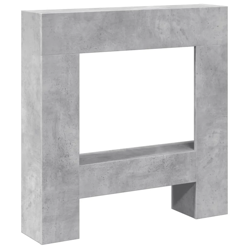 vidaXL Cornice per caminetto grigio cemento 81x18x82 cm materiale a base di legno