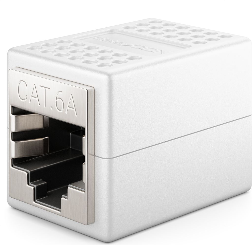 deleyCON 1x RJ45 Patchkabel Kupplung CAT6a 10 GIGABIT - LAN Verbinder Netzwerkkabel Ethernet Kabel Adapter 2x RJ45 Buchse - Cat6 Cat7 Cat8 Kompatib...
