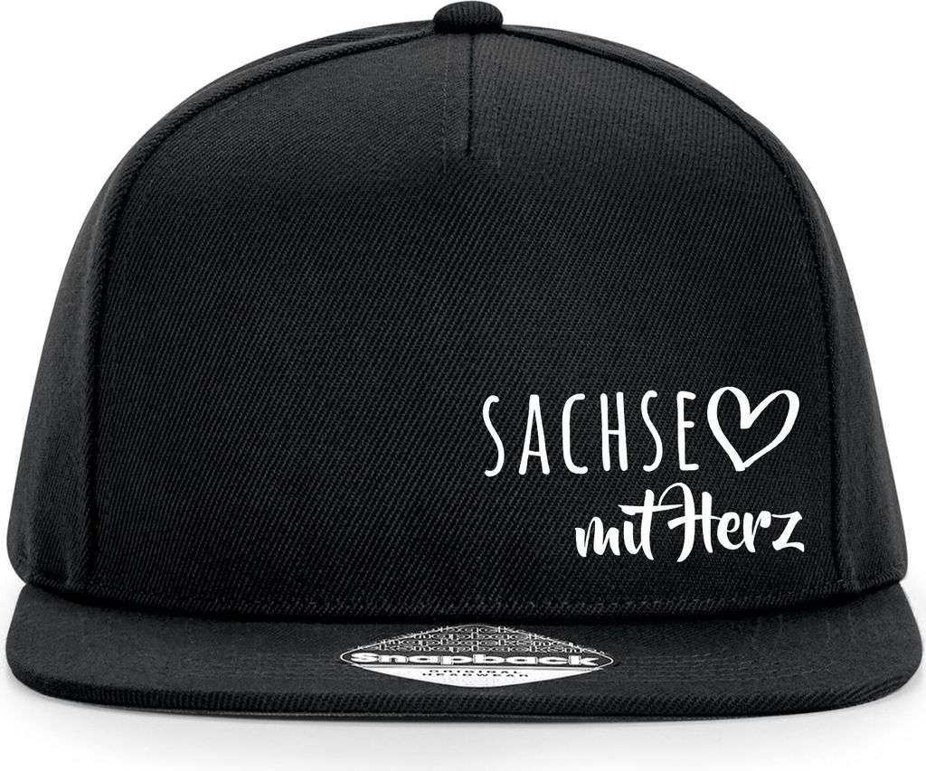 Huuraa Cappy Mütze Sachse mit Herz Black Polyester Snapback Kappe Geschenkidee