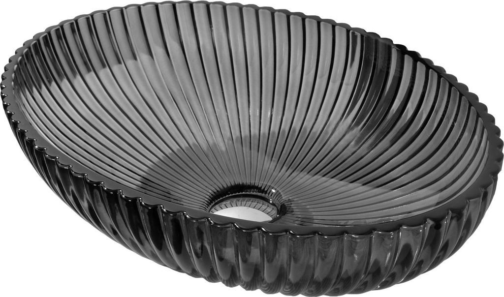 Mexen Zira Glas-Waschtisch Schüssel 53 x 35 cm, schwarz - 24175370