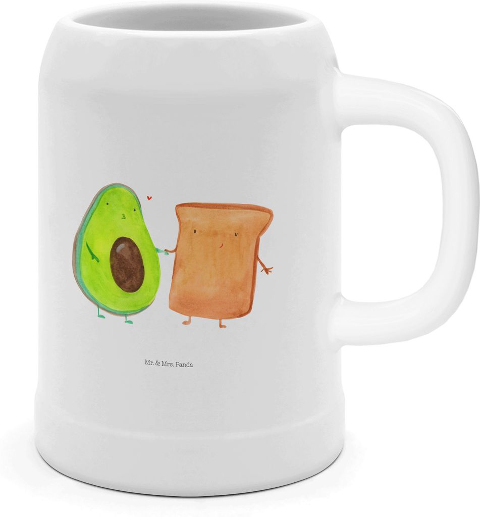 Mr. & Mrs. Panda Krug Avocado Toast - Weiß - Geschenk, Keramikkrug, Hochzeit, Steinkrug, Liebe, Tonkrug, Bier Seidel, Toastbrot, Humpen