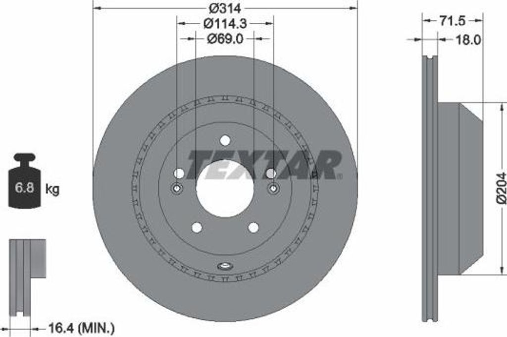 TEXTAR 92300803 Bremsscheibe OE S58411C5700 kompatibel mit Sorento