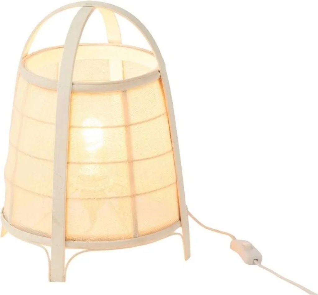Petite lampe de chevet Rya J-Line en bambou et coton blanc design Zen