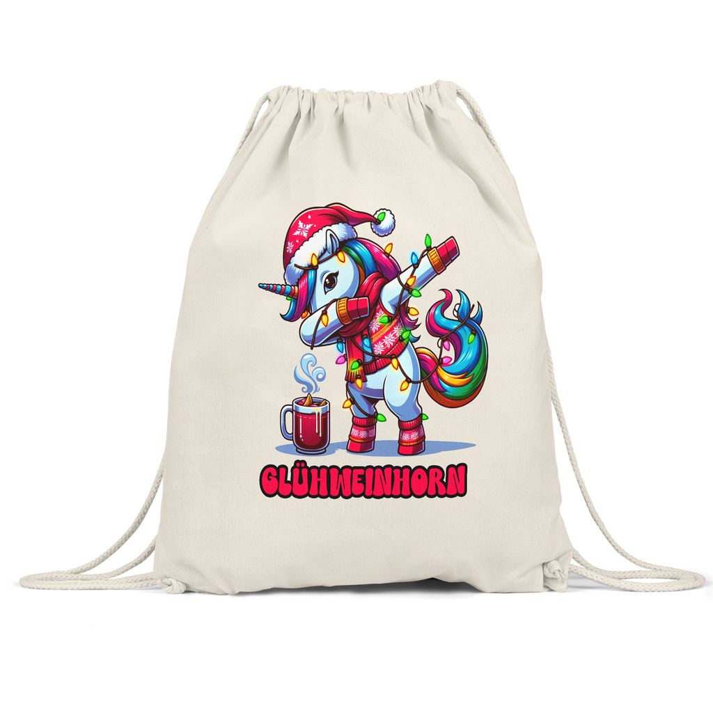Glühweinhorn Turnbeutel Einhorn Weihnachten Xmas Glühwein Wichtelgeschenk