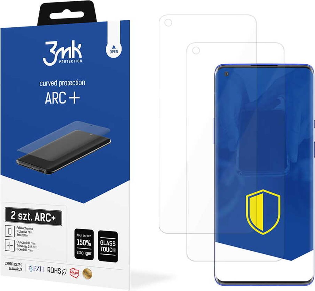3mk Display Schutzfolie ARC+ für OnePlus 8 5G 0,17mm Self-Heal (2 Stück)