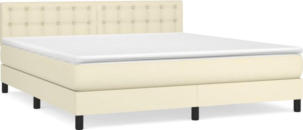 Boxspringbett mit Matratze Creme 180x200 cm Kunstleder