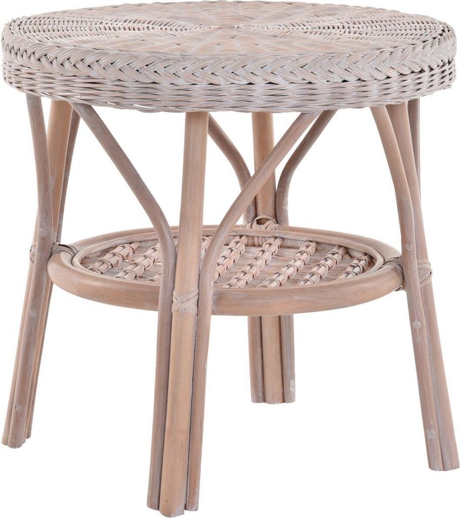 KRINES HOME Stolik rattanowy / stolik boczny okrągły / Zdjęcie produktu 