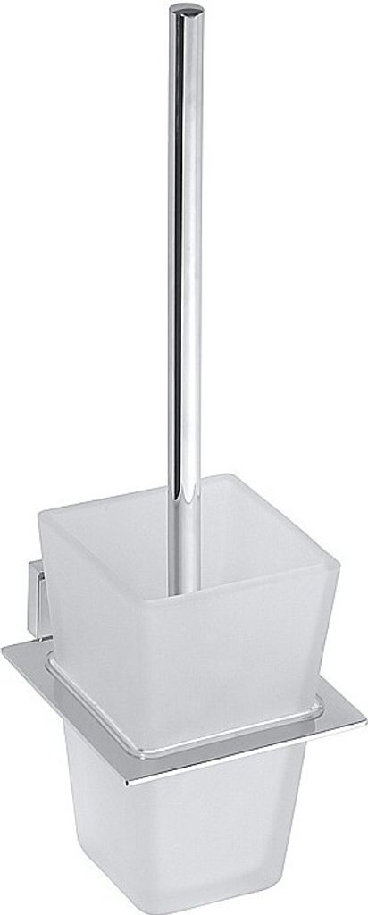 BASA WC-Bürstengarnitur mit Glasbehälter Messing Milchglas Chrom 112x360x150 mm für Bad & WC >> zum Bohren