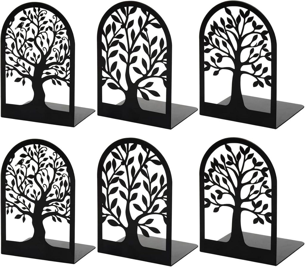 Dekorative, baumförmige Buchstützen, 3er-Set, zur Unterstützung schwerer Bücher in Büroregalen oder im modernen Wohnzimmer