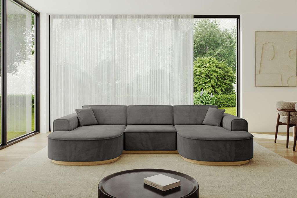 ALTDECOR Ecksofa in U-Form MARI-U1-v2 - 303x171x83 cm Dunkelgrau - Corner Sofa Bett Eckcouch Couch L-Form Wohnlandschaft Cauchsofa