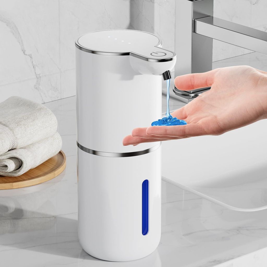 Automatischer Seifenspender, elektrischer Flüssigseifenspender, USB-aufladbar, 4 Stufen einstellbar, 380 ml, Wandmontage, geeignet für Bad/Küche...