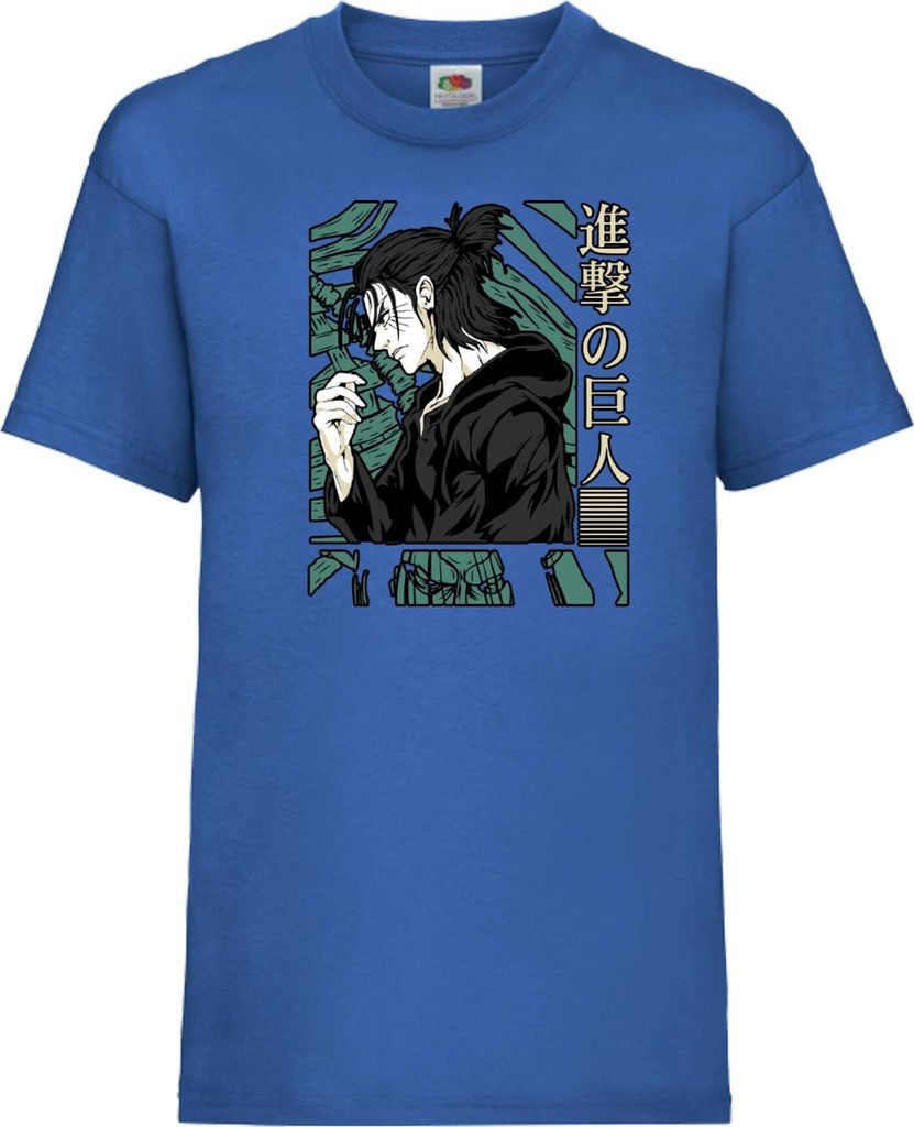 Kinder T-Shirt Attack Anime On Titan Eren Yeager 03 Eren Yeager, 5-6 Jahr - 116 / Blau