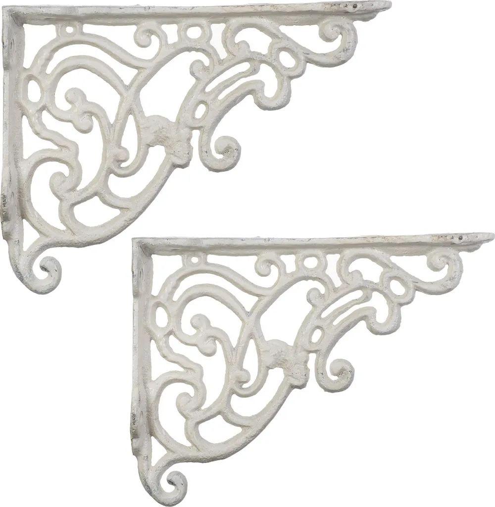 2 Supporti Mensola Moritz in Ghisa Bianca 17,9x23,8 cm | Stile Antico