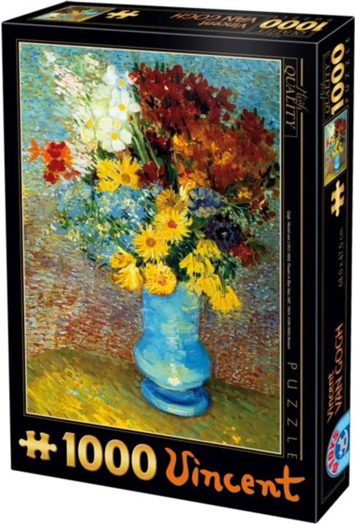 Puzzle de 1000 pièces Bouquet de Fleurs et Vase Bleu - Jeu Calme pour Adulte