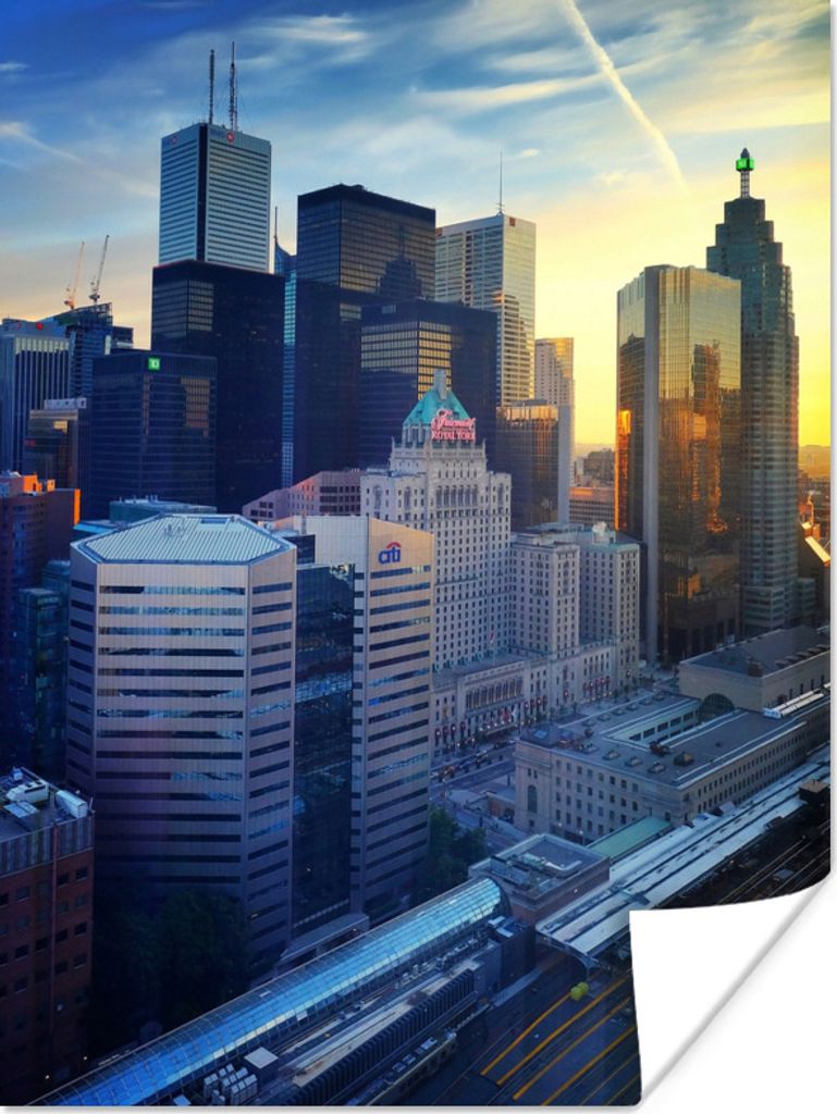 MuchoWow Poster Die Sonne geht über den Wolkenkratzern von Toronto in Kanada auf 120x160 cm - Wandbilder