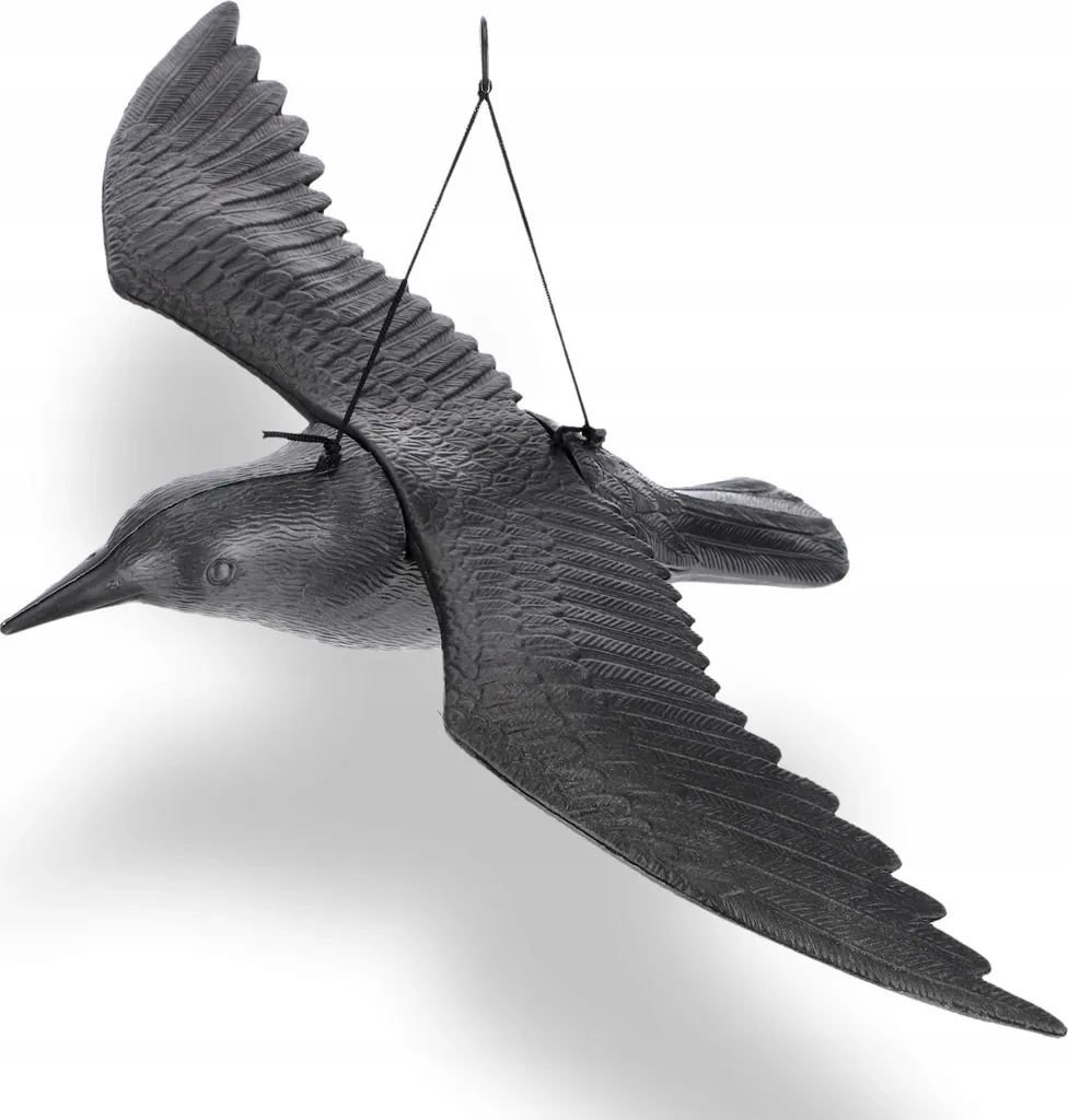 Grand corbeau factice de 56 cm résistant aux UV contre les oiseaux