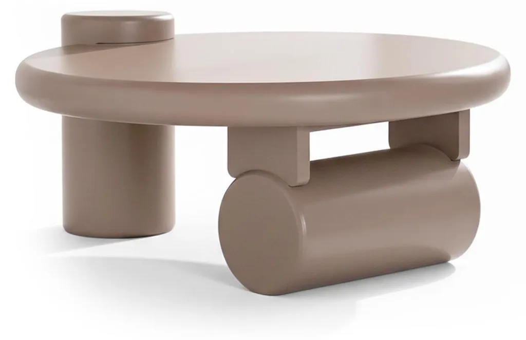 MENZZO Yang Table Basse Ronde Asymétrique 100cm Taupe pour Salon Chic
