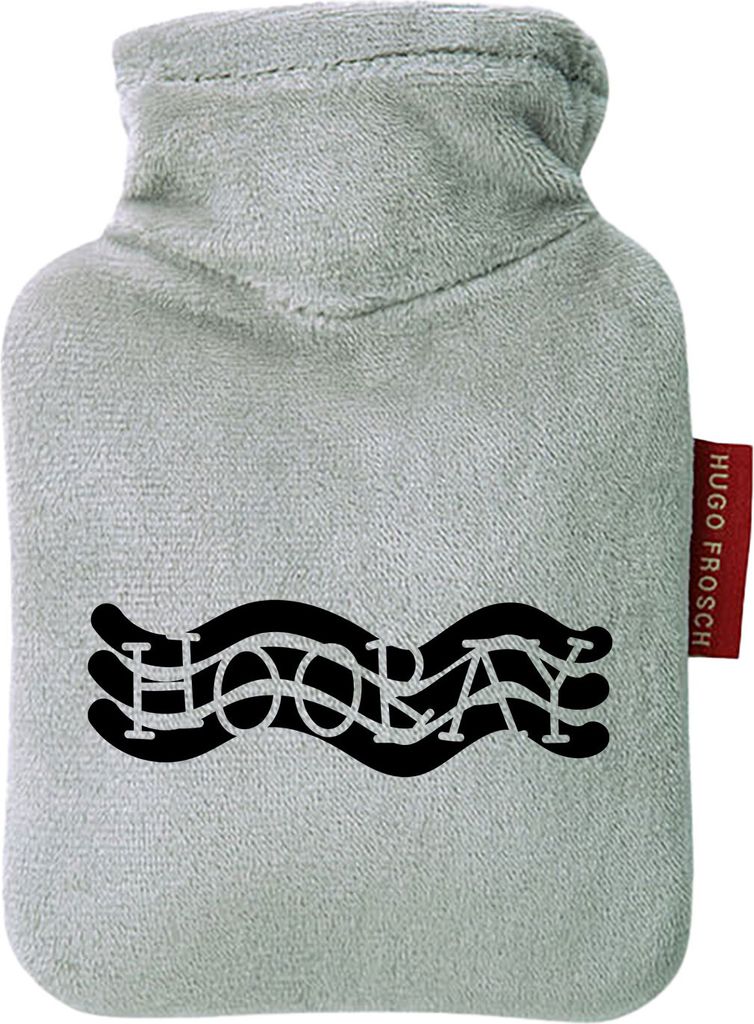 Huuraa Mini-Wärmflasche Hooray Hurra 0,2 Liter Grey Mini Veloursbezug Taschenwärmer Geschenkidee