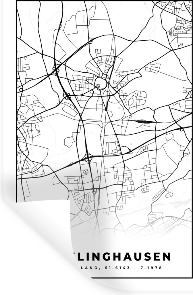 MuchoWow Wandtattoo Wandsticker Wandaufkleber Karte - Recklinghausen - Karte - Stadtplan 40x60 cm Selbstklebend und Repositionierbar - Wierderver...
