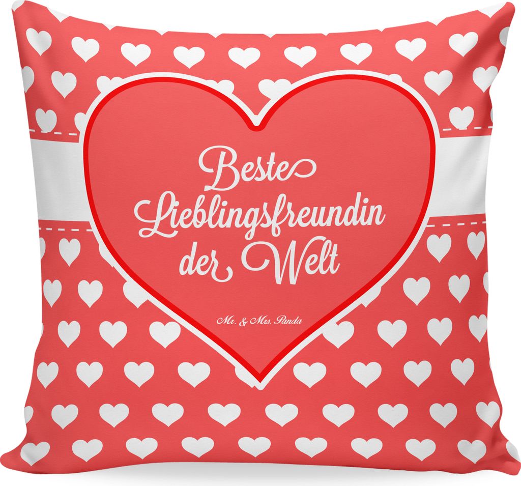 Mr. & Mrs. Panda Kuschelkissen Lieblingsfreundin - Geschenk, Lieblingsmensch, Polster, Mikrofaser Kissen, Liebe, Lieblings Mensch, Sofakissen, Sofa...