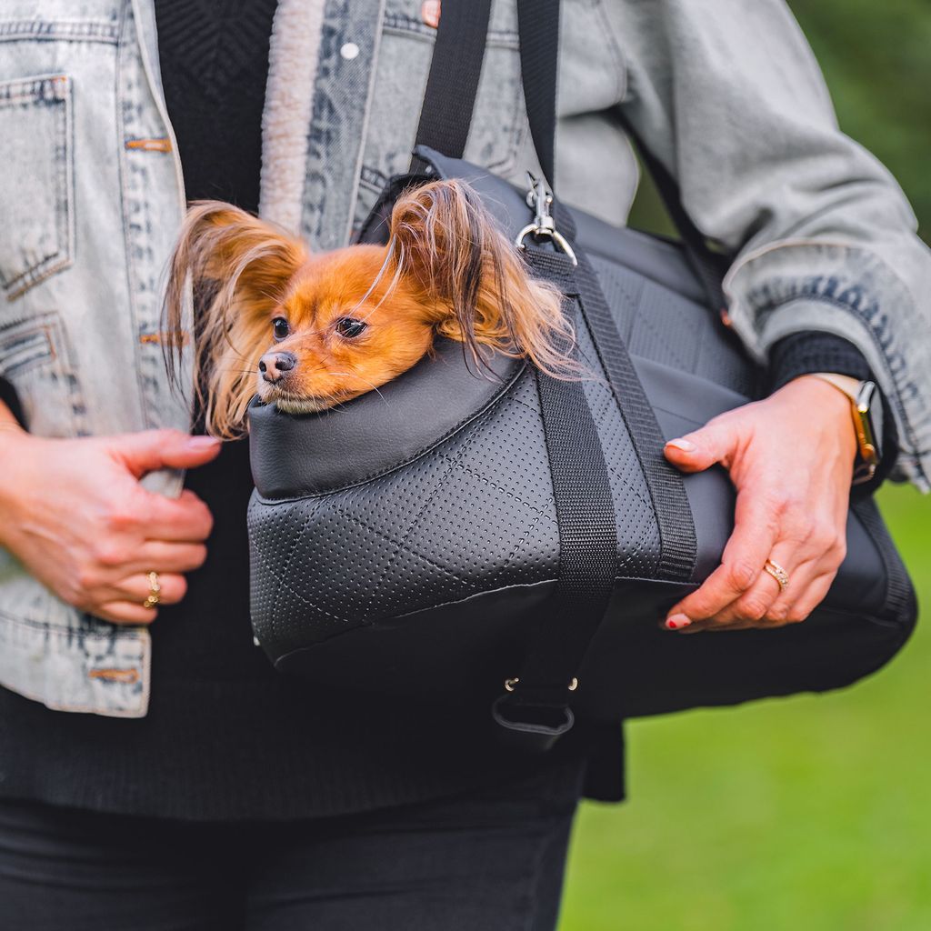 Borsa Portatile Pet Borsa Trasportino Per Cani Amexo - Zaino A Tracolla Per Animali Fino A 9 Kg, Nero Materiale Cotone Traspirante