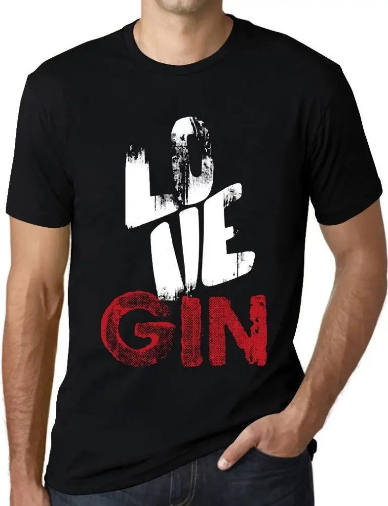 Herren Grafik T-Shirt Liebe Gin – Love Gin – Öko-Verantwortlich Vintage Jahrgang Kurzarm Lustige Druck Geburtstag Geschenk Mann
