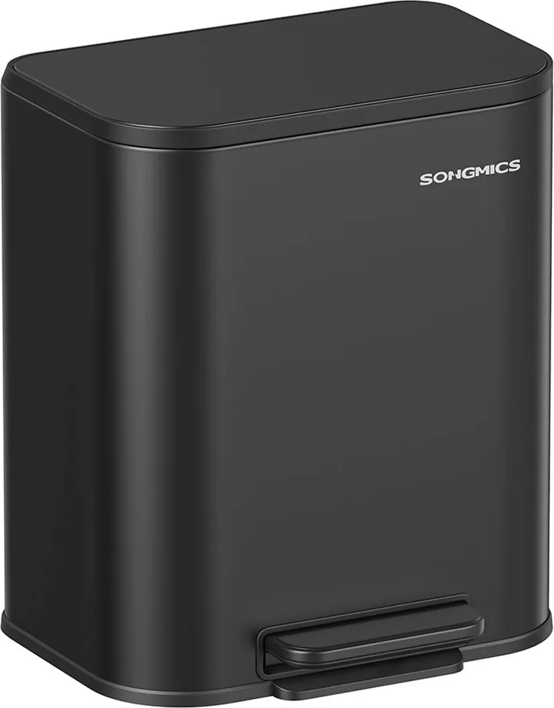 Poubelle 20 litres avec couvercle noir mat, format compact pratique
