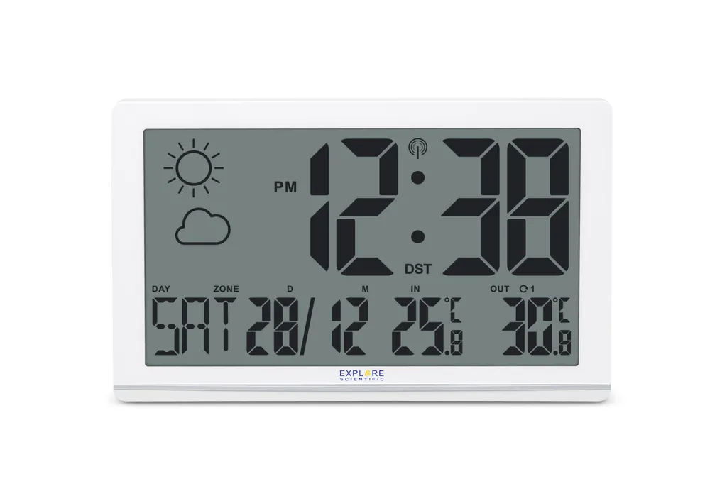 Horloge Digitale Géante avec Température et Écran LCD Couleur Blanc