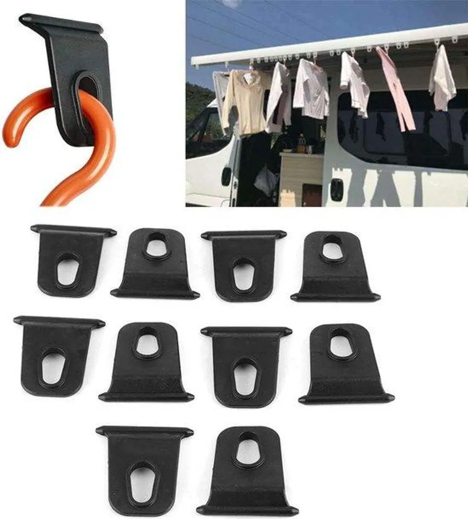 Lot de 10 crochets portables en ABS noir pour voiles d'ombrage extérieurs
