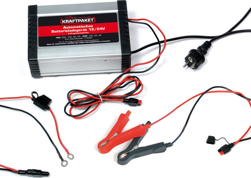 Dino KRAFTPAKET Batterieladegerät 12V/24V – 25A/12A/6A/2A Produktbild 5