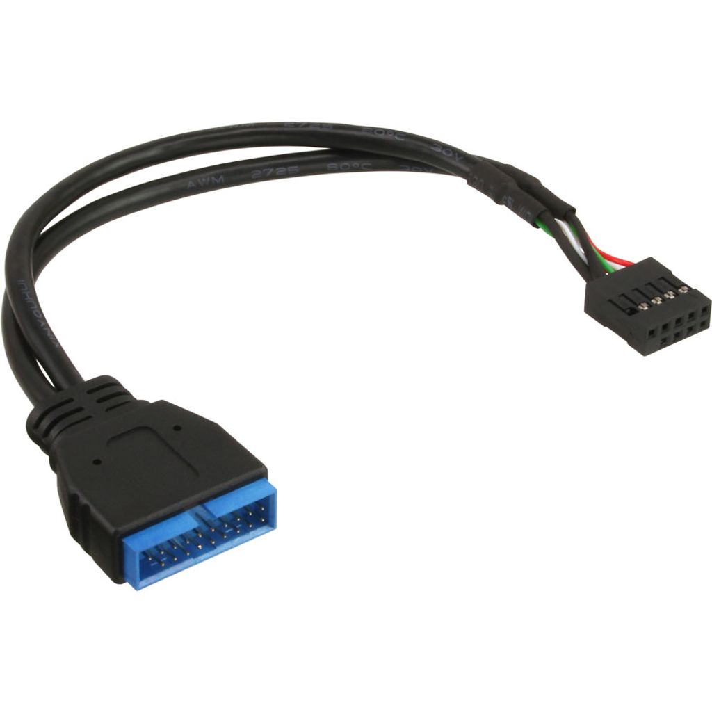 InLine USB 2.0 zu 3.0 Adapterk. int., USB 2.0 Mainb./USB 3.0 int., 0,30m, 0,3 m, Schwarz