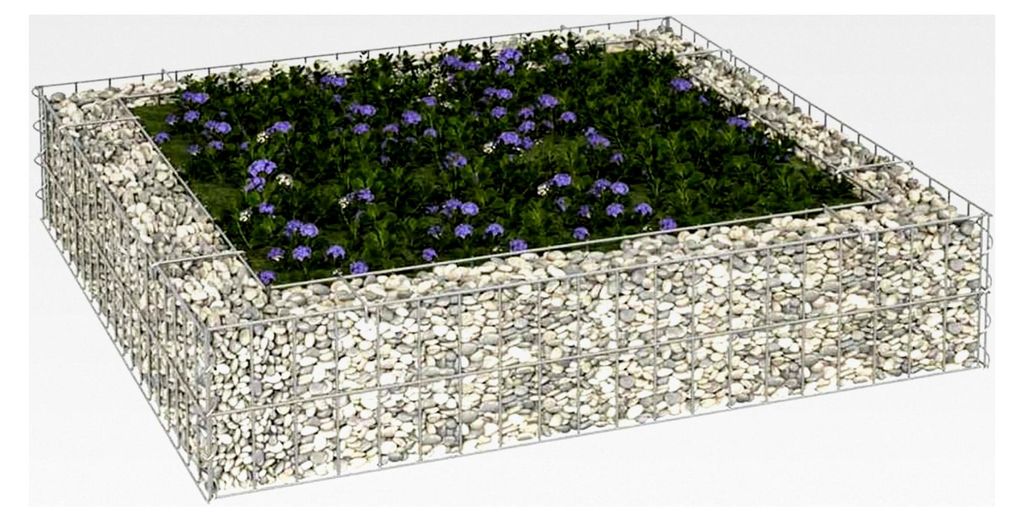 Gabionen-Hochbeet Pflanzkübel Gabionen-Pflanzgefäß Verzinkter Stahl 100x100x20 cm