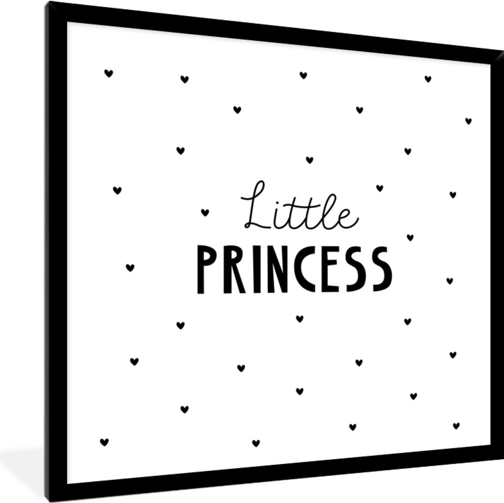 MuchoWow Gerahmtes Poster Sprichwörter - Kleine Prinzessin - Mädchen - Prinzessin - Zitate 40x40 cm - Poster mit Schwarzem Bilderrahmen Wandpos...