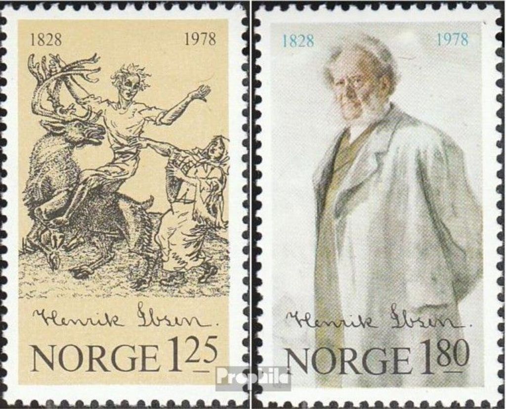 Briefmarken Norwegen 1978 Mi 764-765 (kompl.Ausg.) postfrisch Henrik Ibsen