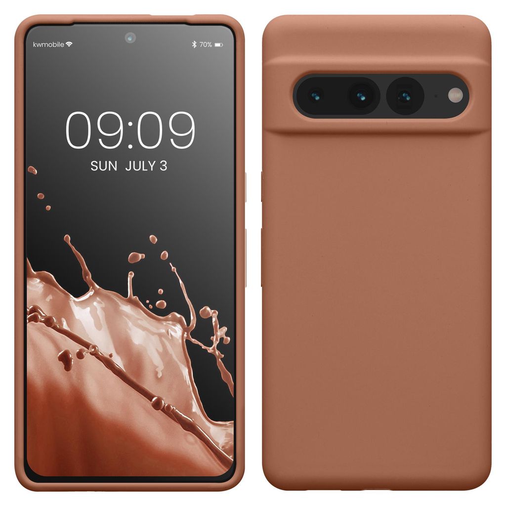 kwmobile Handyhülle für Google Pixel 7 Pro Hülle, für Pixel 7 Pro Case - Hülle Silikon - kabelloses Laden - Mokka