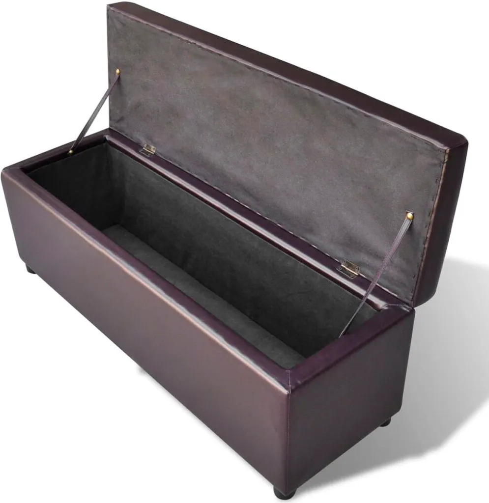 Banc Coffre de Rangement en Bois Marron - Siège Multi-usage Intérieur