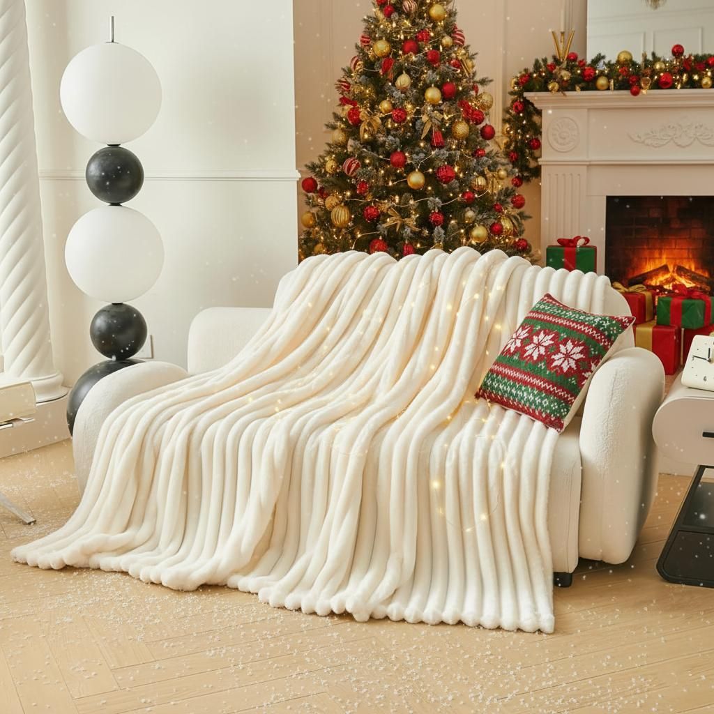 MODFU Kuscheldecke, Flanell Kuscheldecke 200×230 cm, Wärmende Wohndecke, Flauschig & Weich, Ideal für Sofa, Schlafzimmer oder Winterabende, Beige