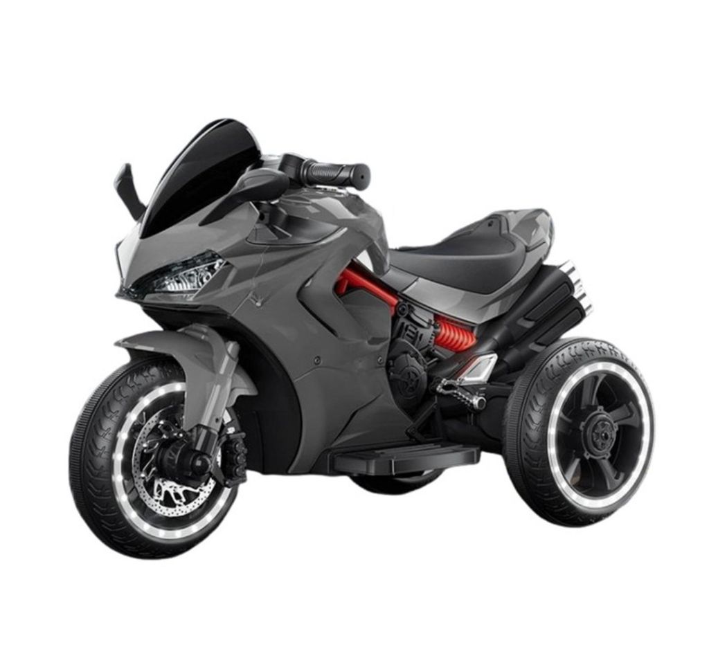 BoGi Elektro-Kindermotorrad 12V, 3-Rad, mit Sound & Licht Grau